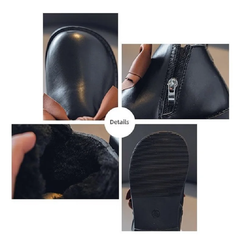 Ботинки для девочек 2020 корейские зимние детские фетровые Теплые Элегантные