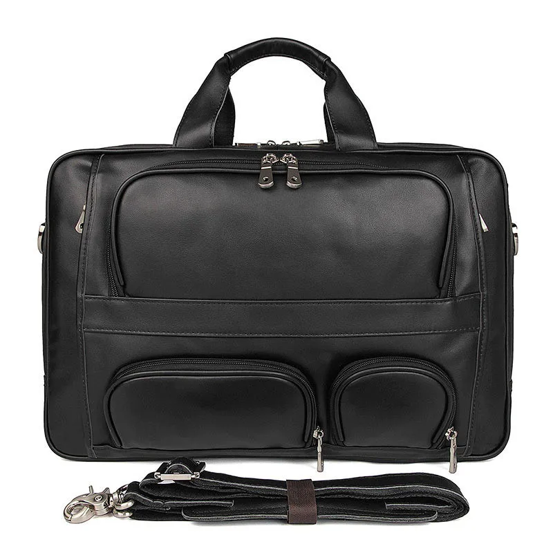 Luxury leather business men's bag large leather briefcase 17 inch natural leather laptop bag new