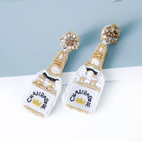 new bohemian handmade beads drop earrings for women wine bottle dangle earring rhinestone earings fashion jewelry party gift