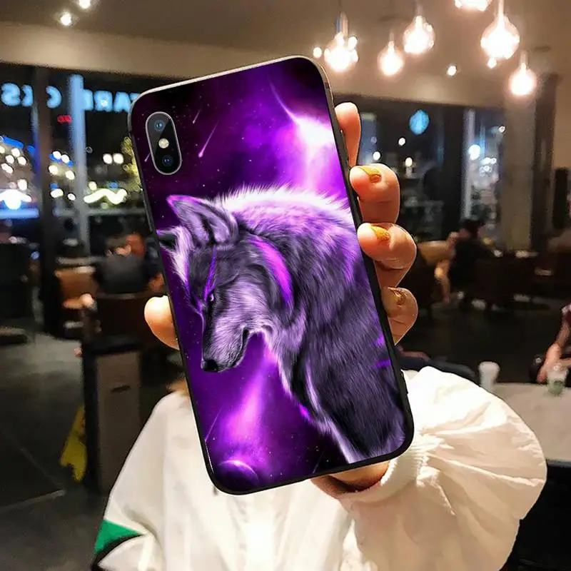 

Moon roaring wolf purple pattern high quality Phone Case shell for iPhone 11 12 pro XS MAX 8 7 6 6S Plus X 5S SE 2020 XR