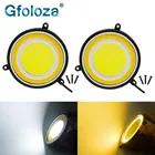 Gfoloza 2 шт. 90 мм круглый светодиодный дневные ходовые огни резиновые водонепроницаемые двухцветные COB DRL Автомобильные противотуманные фары белый Янтарный DC12V