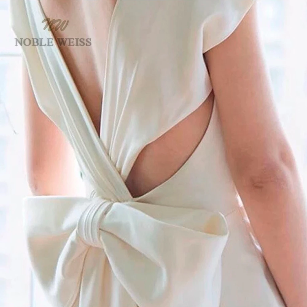 

Wedding Dress V-neck Floor-Length Backless Wedding Dresses for Women Satin Bridal Dress