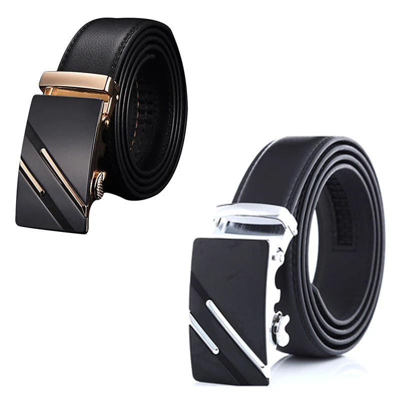 2pcs Men'S Fashion Leather Automatic Buckle Waist Strap Belt Waistband Gift - Silver &amp Gold | Аксессуары для одежды