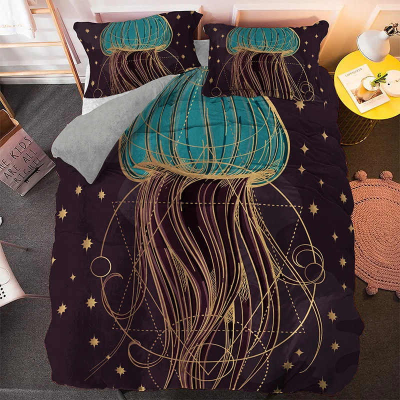 

Sea Animal Microfiber Fabric Duvet Cover Luxury Octopus Bedding Set 3D Beddings and Bed Sets King Queen Size CN(Origin)