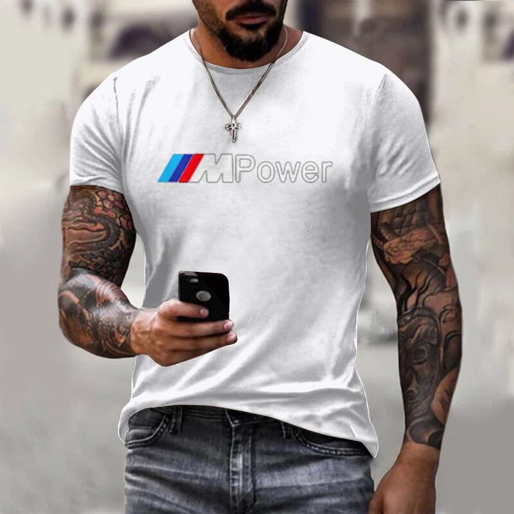 

Men's T-shirt BMW custom summer sports style T-shirt sports men's top 3D printing solid color round neck T-shirt short sleeves