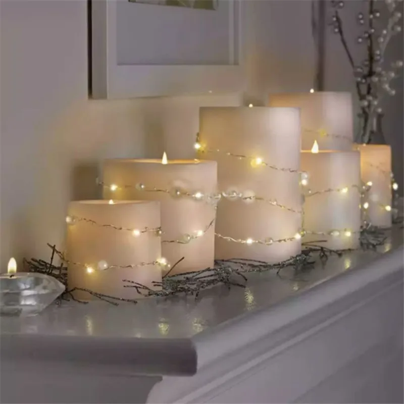 

Romantic Wedding LED Garland 3M 20 Lights Pearl LED String Lights Wedding Decorations Copper Wire Light Bridal Party Supplies