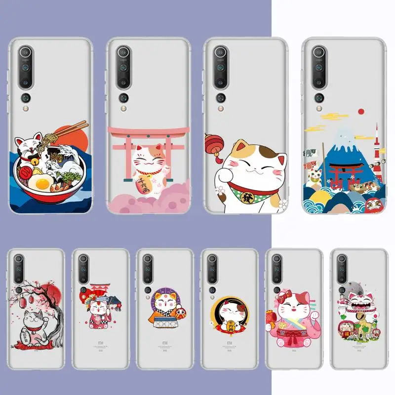 

Cute Japanese Cartoon Lucky Cat Phone Case For Redmi Note 5 7 8 9 10 A K20 pro max lite for Xiaomi 10pro 10T