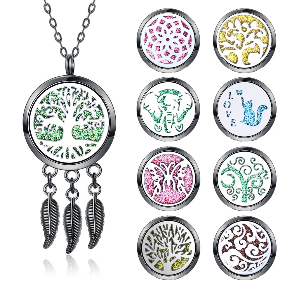 

Aromatherapy Diffuser Necklace Dream Catcher Open Locket Aroma Pendant Perfume Essential Oil Diffuser Necklace