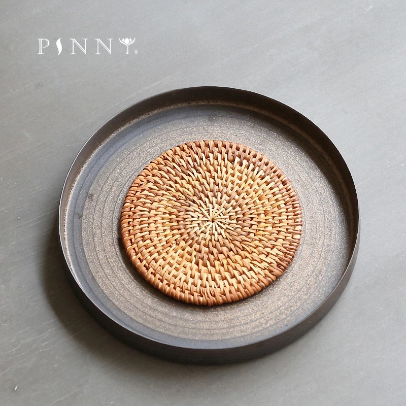 Круглая глазурованная посуда PINNY в стиле ретро фарфоровый чайный поднос кунг фу