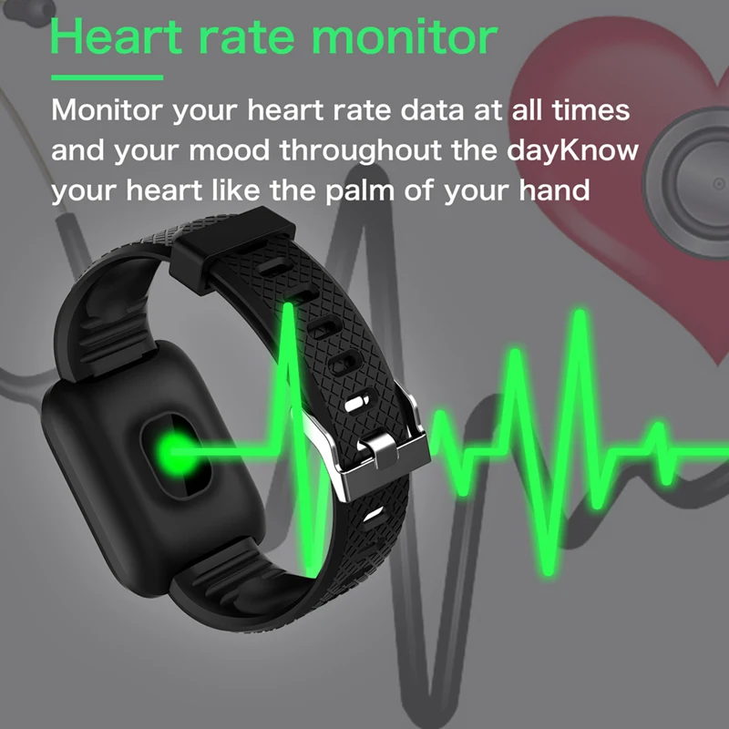 D13 Smart Watch Men Women Kids Heart Rate Blood Pressure Monitor 116Plus Waterproof Sport Smartwatch Clock For Android IOS | Электроника