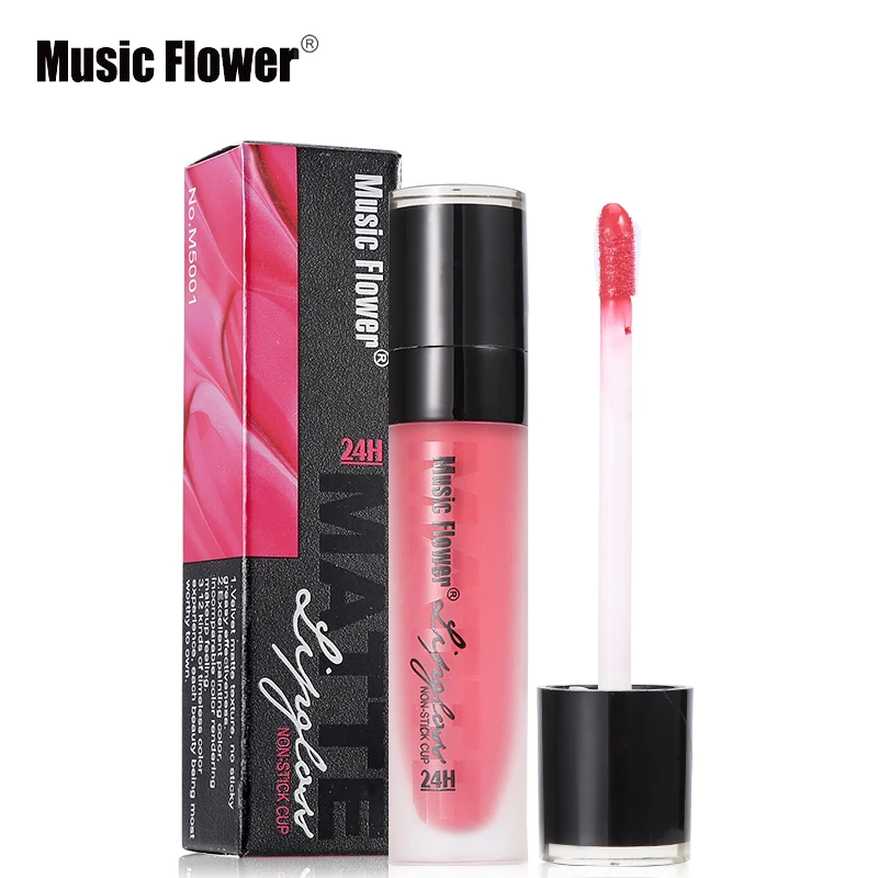 Бренд Music Flower макияж 24 шт./лот антипригарная чашка матовый блеск для губ часа