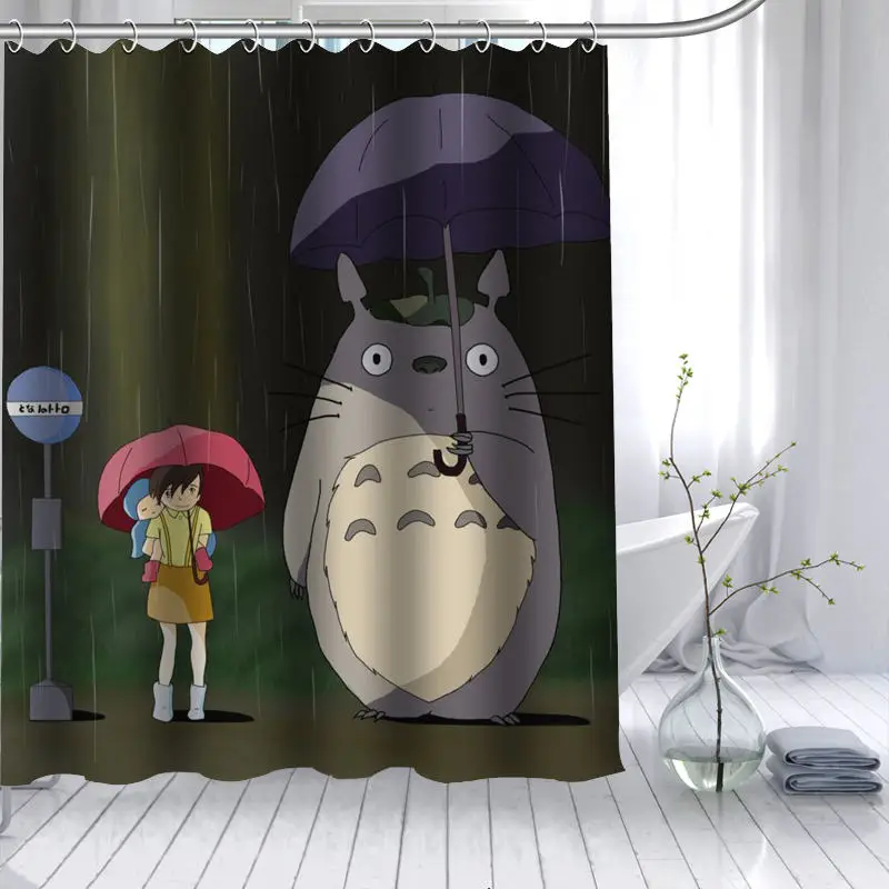 new arrival totoro anime shower curtain polyester fabric high defintion print bathroom curtain waterproof 12 hook bath curtain free global shipping
