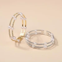 fashion cuff double layer bracelets for women pearl hollow out creative accessory jewelry pulseras mujer bijoux femme