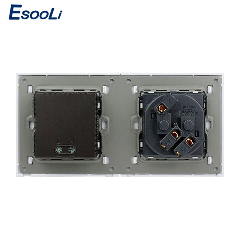 Двойная французская стандартная электрическая розетка Esooli 16 А Ex-порт стеклянная