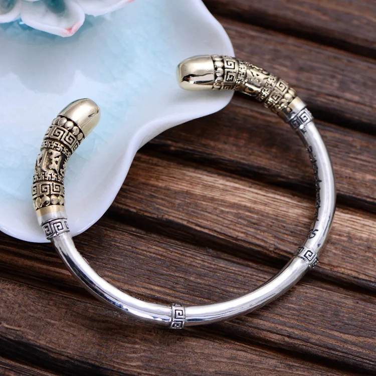 

Earring925 Sterling Silver Jewelry Vintage Cuff Bracelets Men Monkey King Golden Cudgel High Polished Top QualityRings