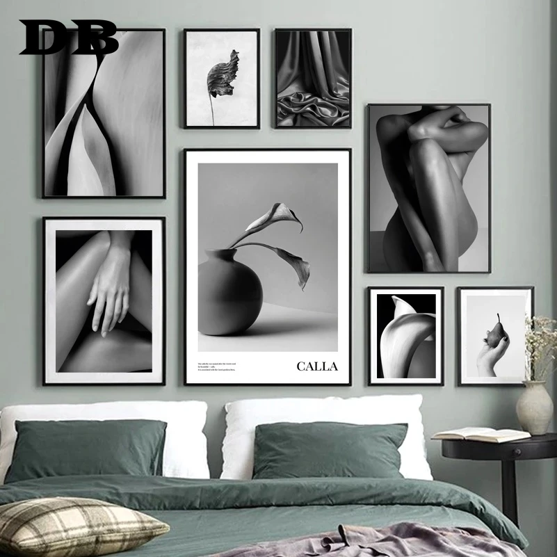

Abstract Leaves Lily Fabric Nude Shadows Nordic Poster Calla Wall Art Print Canvas Painting Decoration Pictures For Living Room