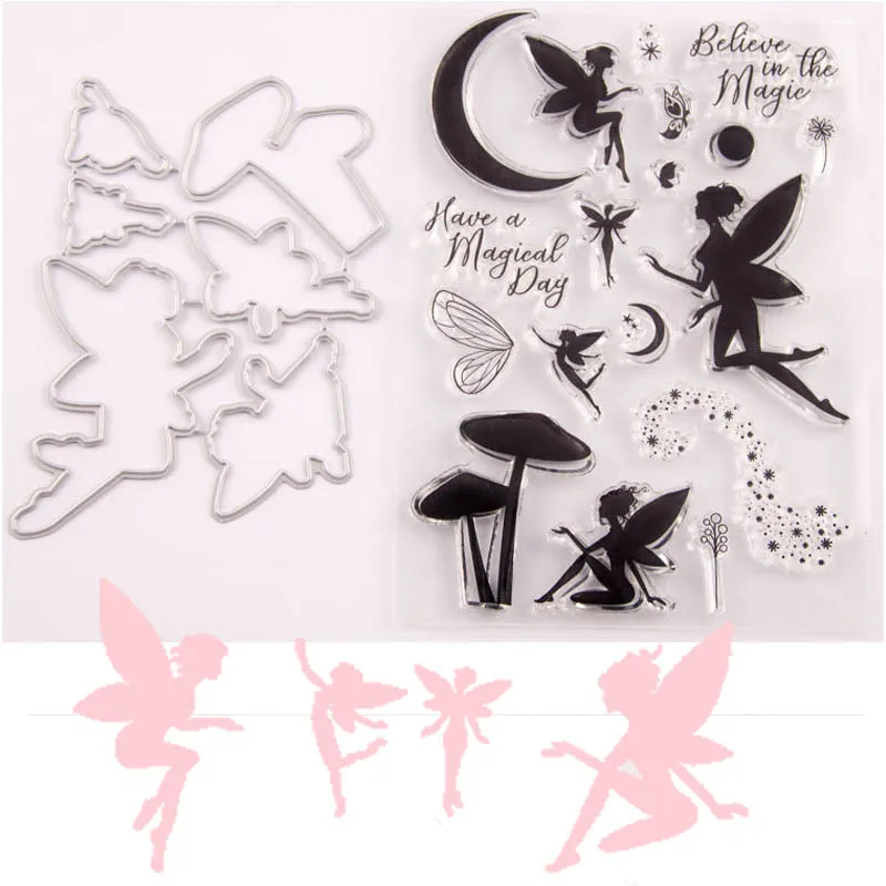 Милые феи металлические Вырубные штампы и прозрачный штамп девушка Ангел