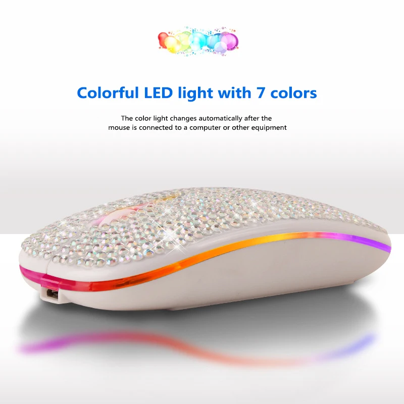 

Wireless Computer Mouse USB Optical 2.4G Receiver Super Slim Mouse Silent Diamond-studded Bluetooth Rechargeable Mice For Laptop