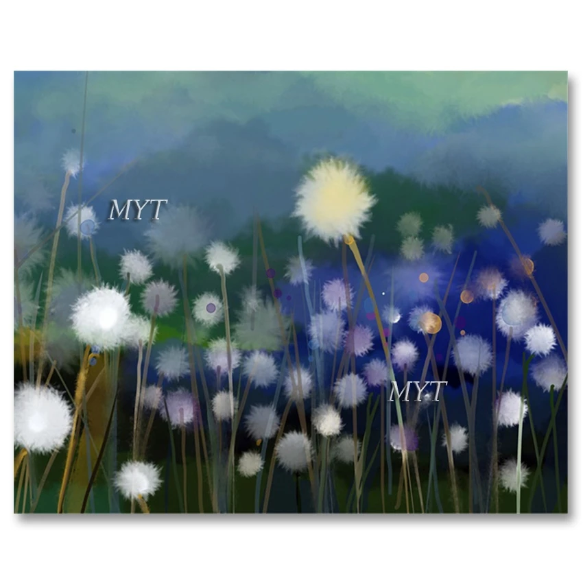 

No Framed Hand Painted Modern Abstract Dandelion Oil Painting On Canvas Pictures Wall Decorati Art Flowers Paintings Artwork Wa