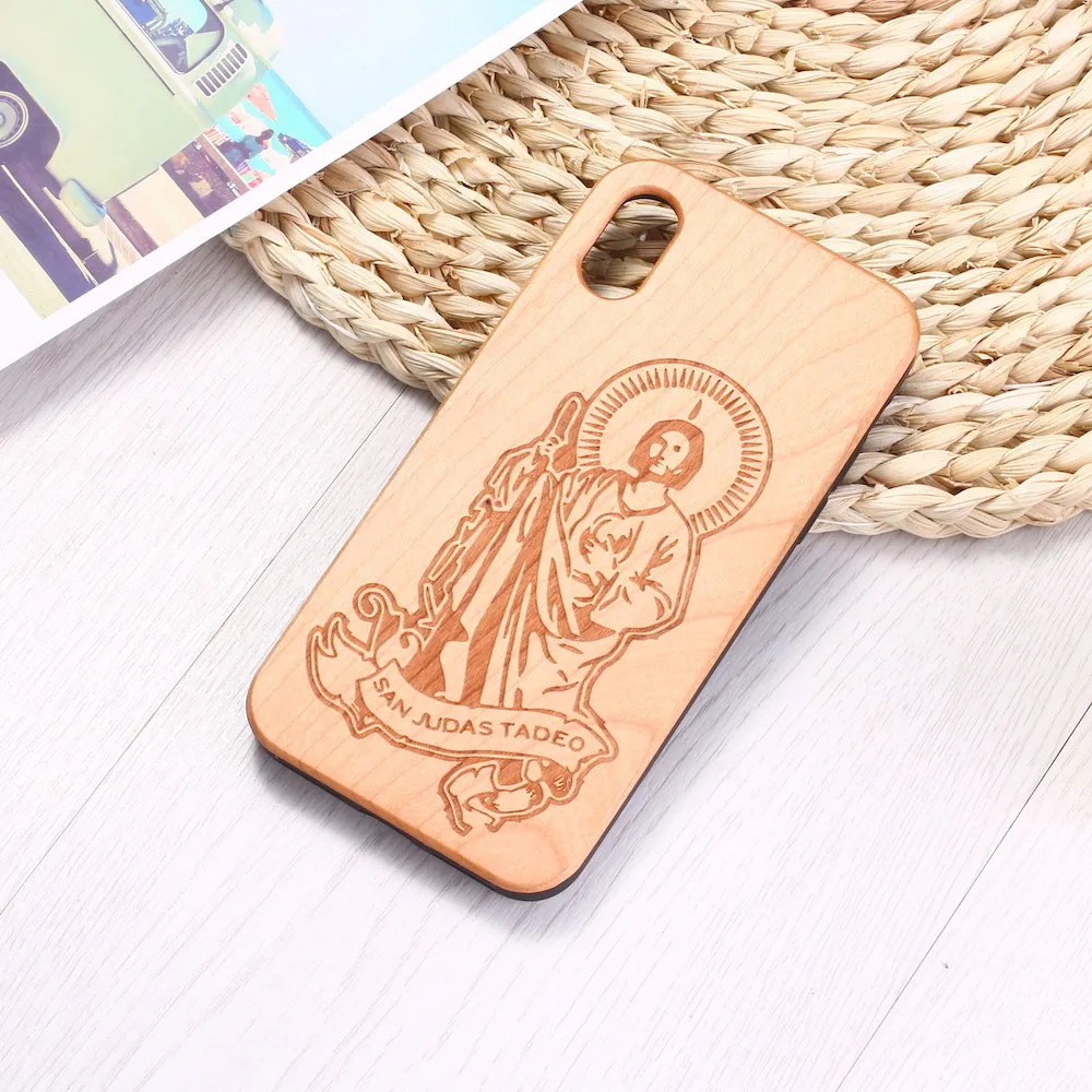 San Judas Tadeo гравированный чехол для телефона из натурального дерева iPhone12 6 6S 6Plus 7 7Plus