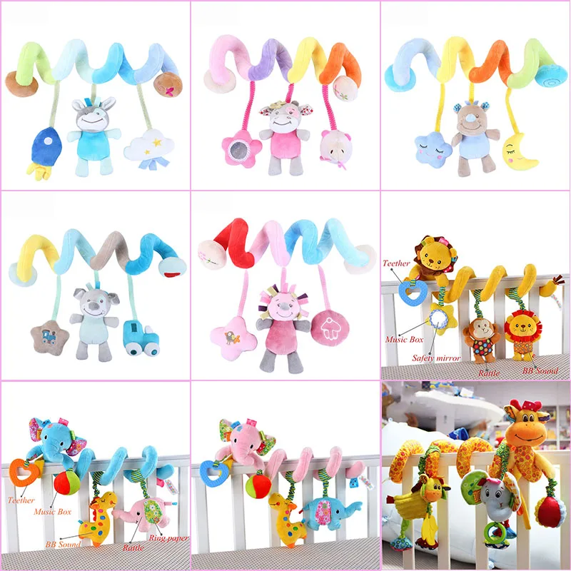 

Baby Toys 0-12 Months Crib Mobile Bed Bell Rattles Educational Toy for Newborns Car Seat Hanging Infant Crib Spiral Stroller Toy