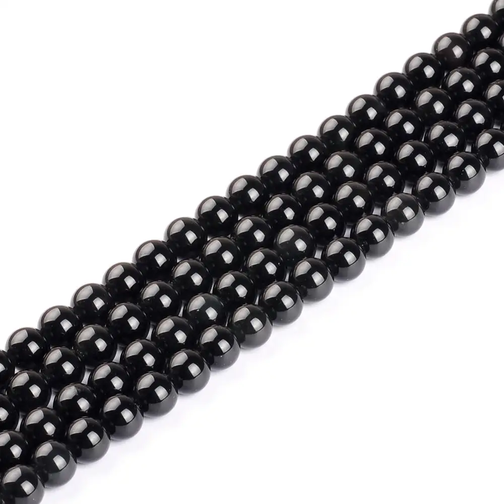 Оптовая продажа натуральный черный Обсидиан Бусины Strand 15 &quot4 6 8 10 12 14 мм выбрать