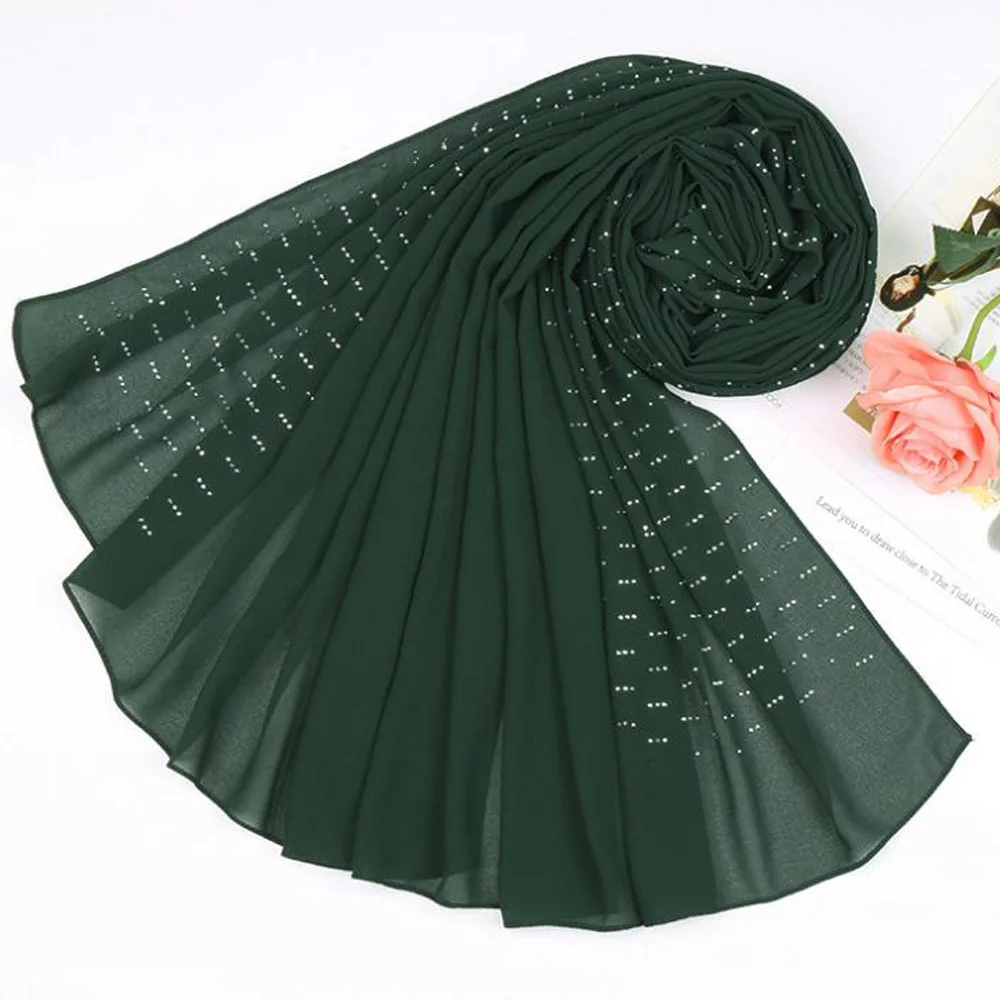 Хиджаб шарф 2020 зимнее пончо Женская мода мусульманские длинные шифоновые шали с