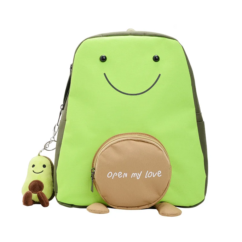 

School Bag Women's High School College Student Backpack MORI Series Cartoon Avocado Cute Adorable Canvas Backpack