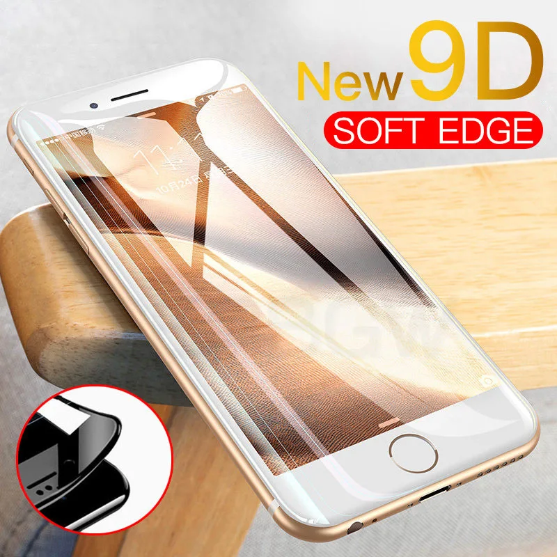 Защитное стекло 9D для iPhone полное покрытие закаленное 8 7 6 6s Plus X XR XS 11 Pro Max защитная