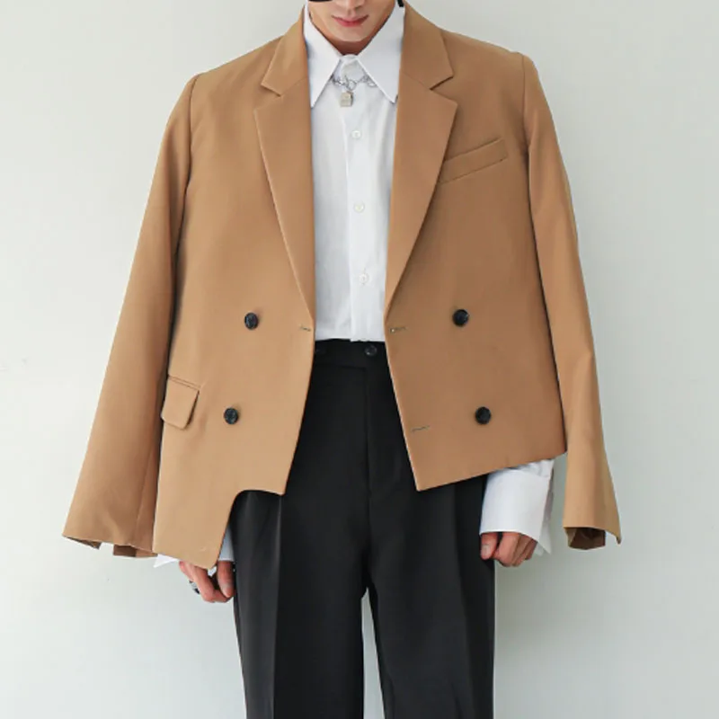 Мужской ассиметричный Двубортный повседневный костюм мужской пиджак Япония