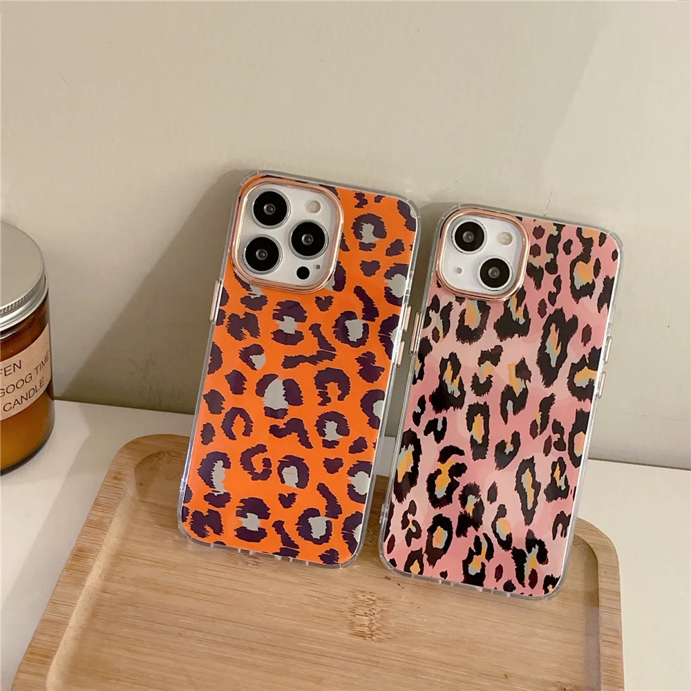 

INS Cartoon Cute Wave Point Leopard Phone Case For iPhone 13 12 11 PRO MAX XS X XR 7 8 PLUS Soft Frame Protective Cover Funda