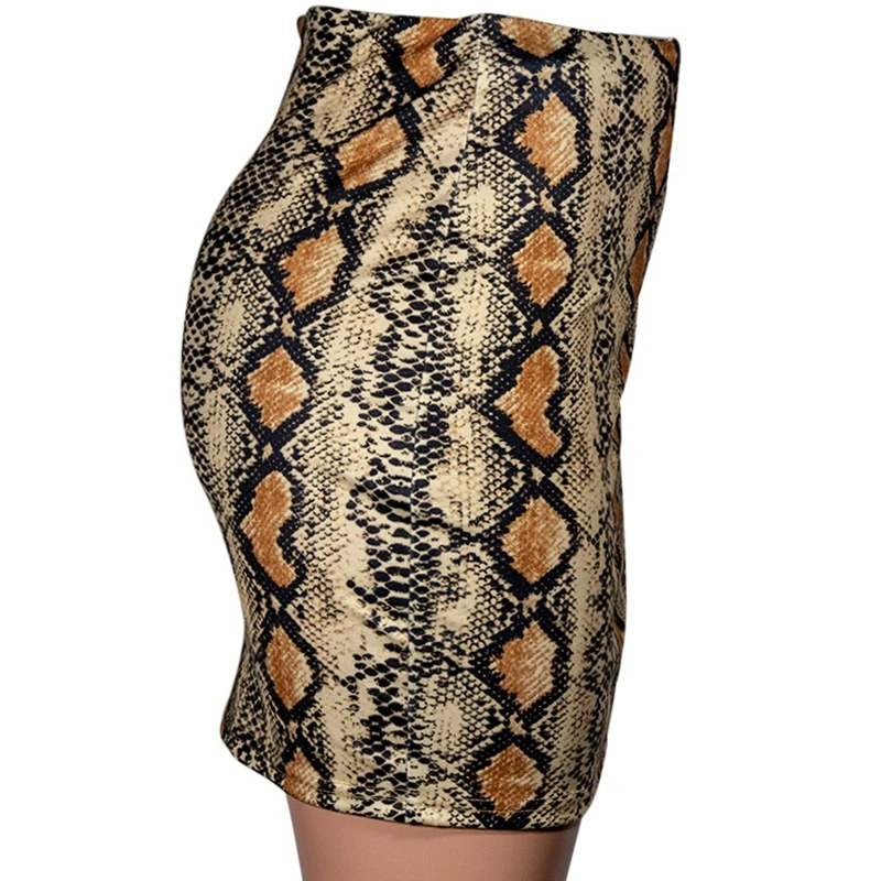 Женская Мини-Юбка Со Змеиным Принтом Короткая Облегающая Юбка-Карандаш С Высокой