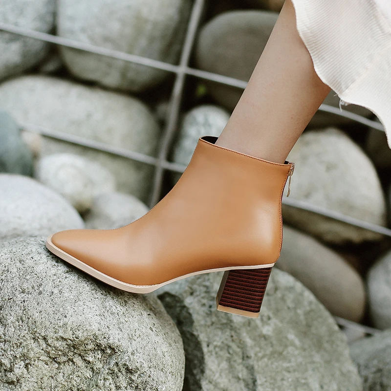 Женские ботильоны из натуральной кожи Полусапожки коровьей в европейском и