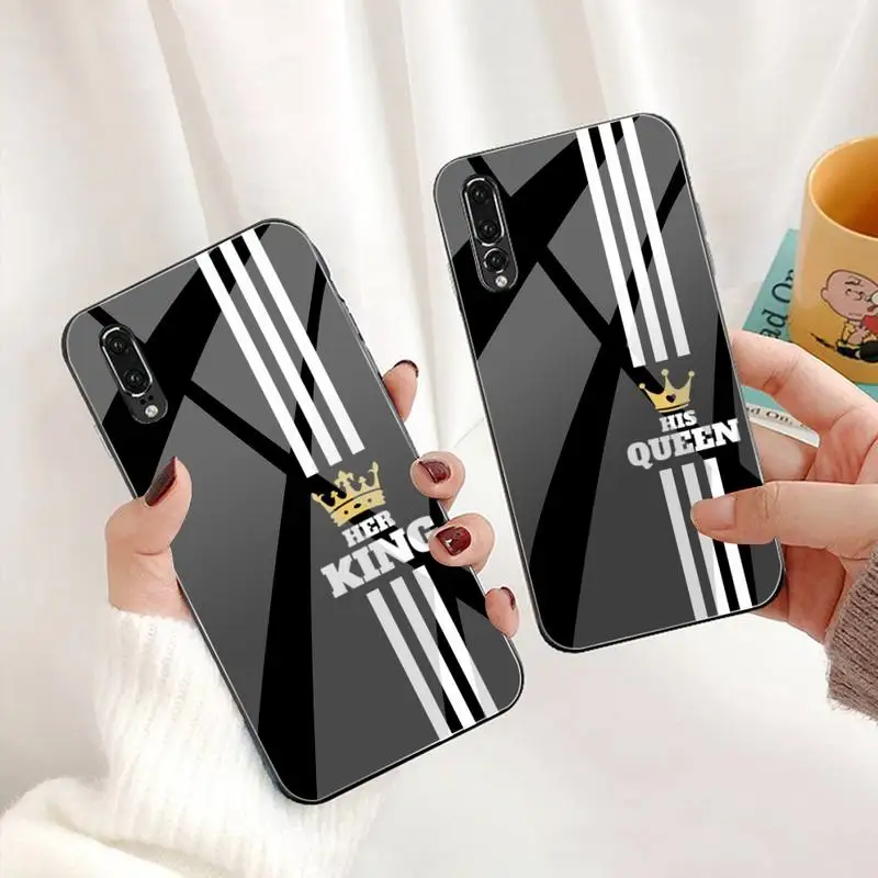 Мягкий чехол для телефона с мультяшной короной и надписью King Queen из закаленного