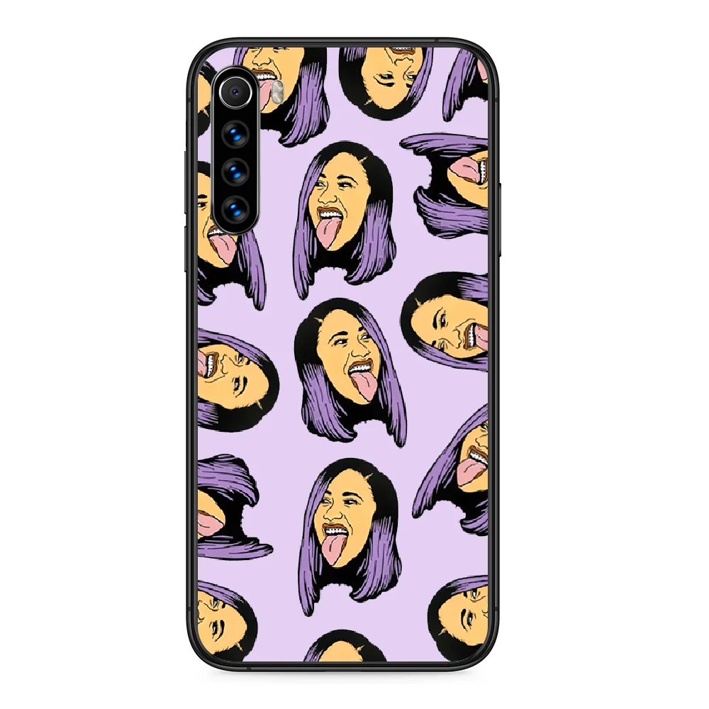 Чехол Cardi B Женский для телефона Xiaomi Redmi Note 4A 4X 5 6 6A 7 7A 8 8A 4 5A 8T Plus Pro черный