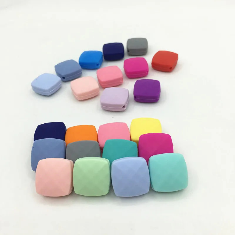 

30pcs pale bule square shape Silicone Teething Beads hexagon Baby Sensory Teethers Nursing Necklaces Chewing Beads Supplier