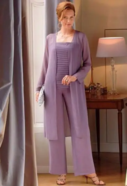 Элегантные фиолетовые платья для матери потенции из трех частей гостей свадьбы с