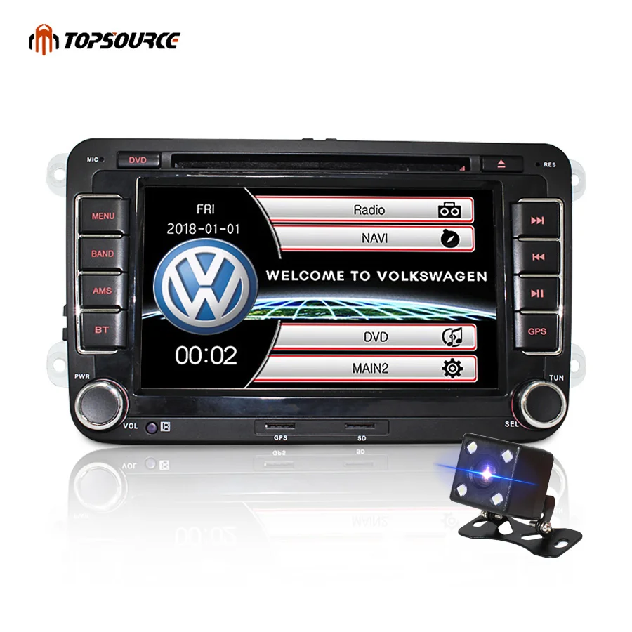 

TOPSOURCE Car Multimedia Player 7" 2 din Car DVD GPS radio stereo player for Volkswagen VW Windows Ce Double Din 800*480