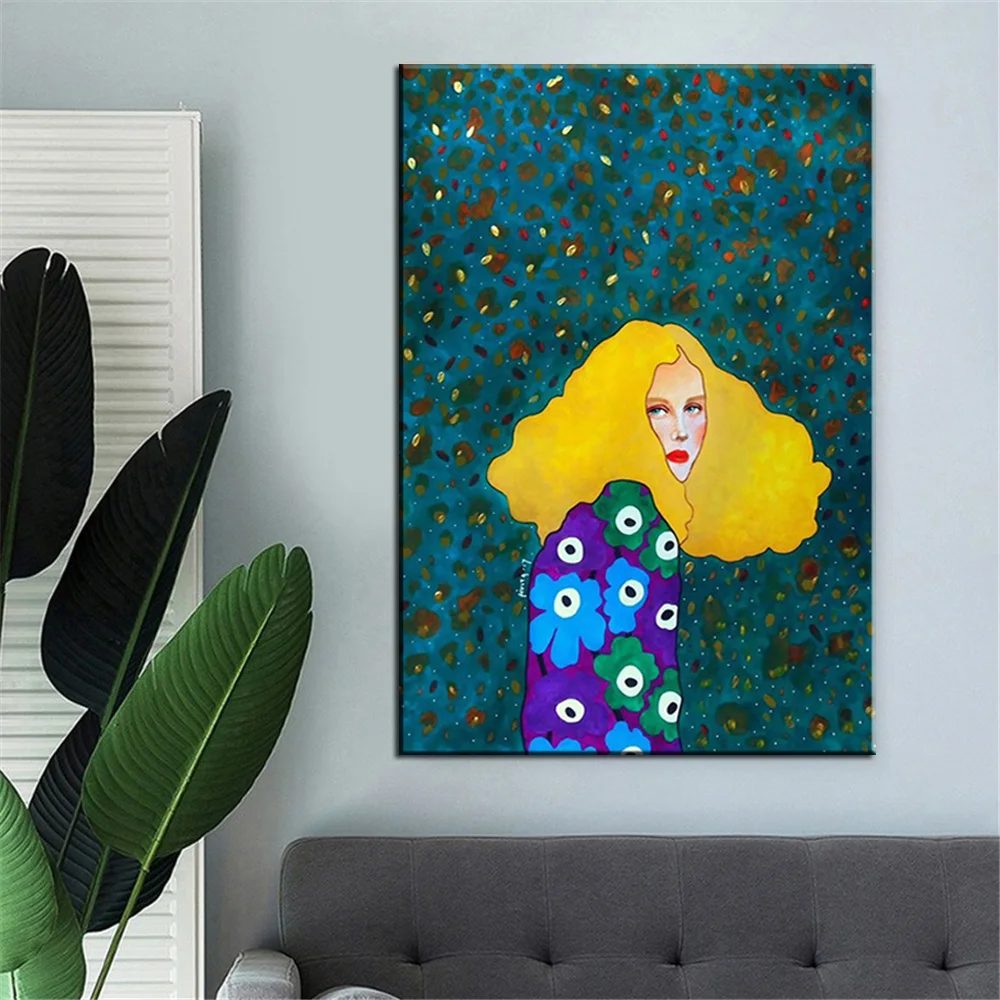 Абстрактная живопись модная винтажная девушка художественный принт холст