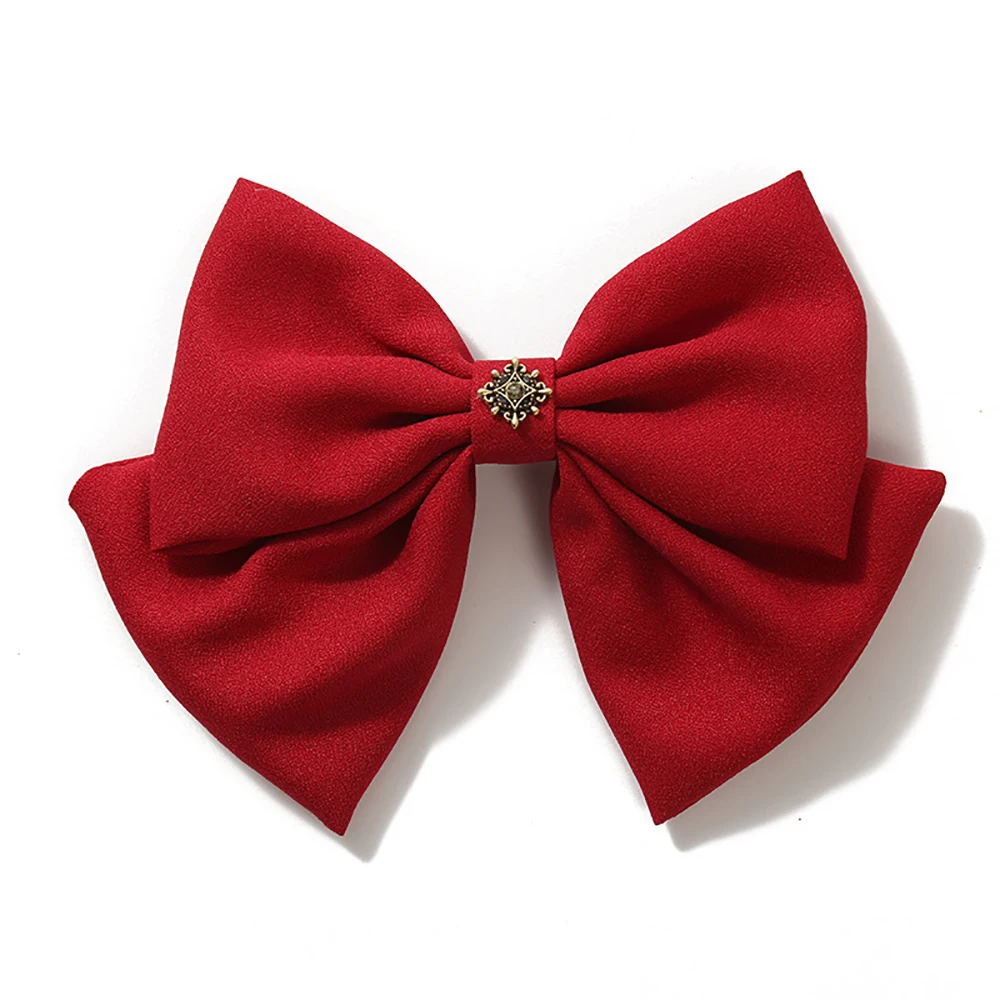hair barrettes for adults New Soft Solid Color Bow Barrette Big Size Vintage Bowknot Hair Clips Fashion Temperament Hairpin Headwear Hair Accessory hair bow for ladies