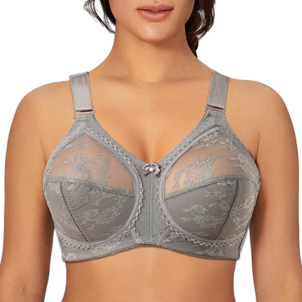 Womens Lace Bra Bralette Minimizer Bras Perspective Sexy Lingerie Brassiere Underwear Tops Plus Size 36-50 B C D DD E Cup
