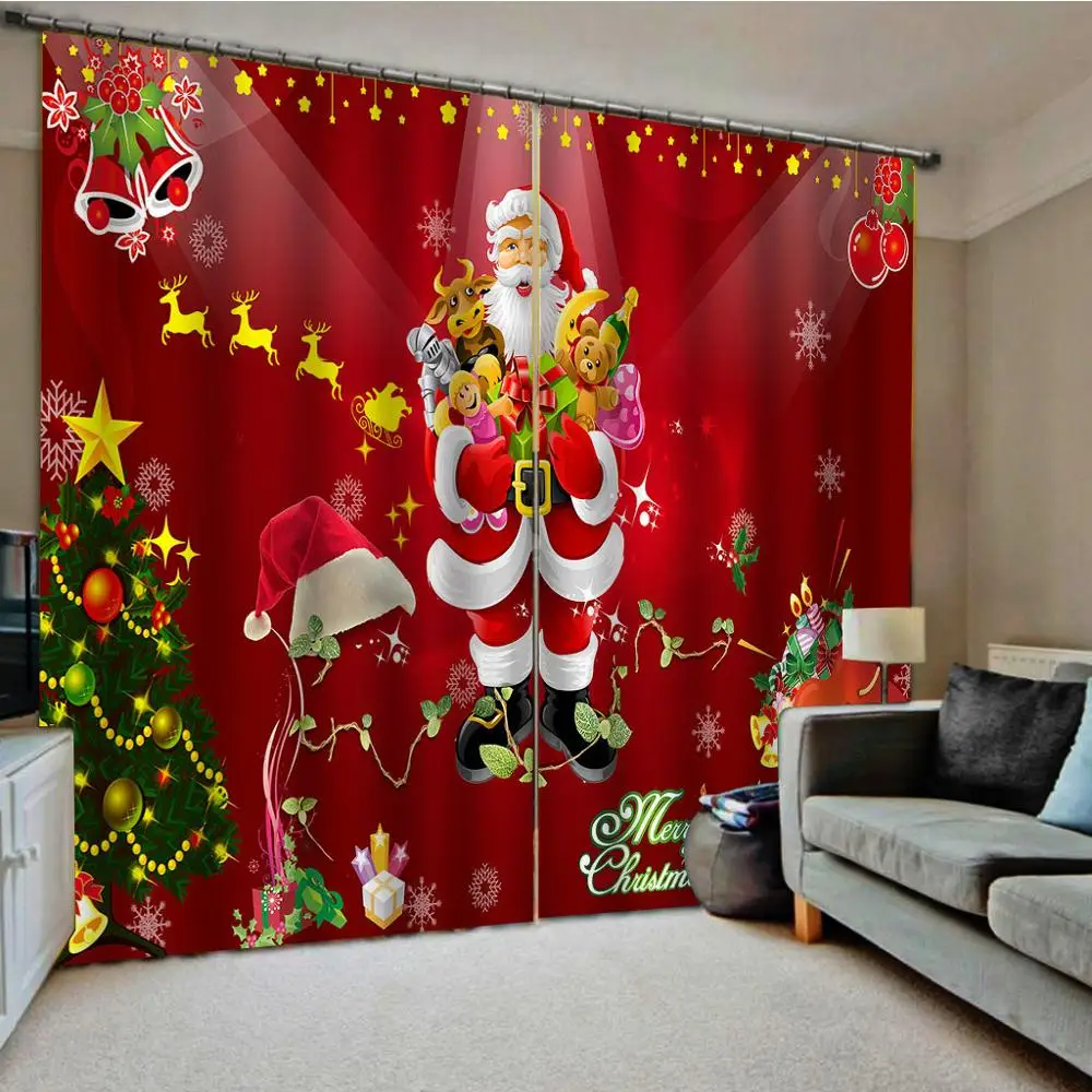 Счастливого Рождества шторы праздничный с изображением Санта Клауса С принтом