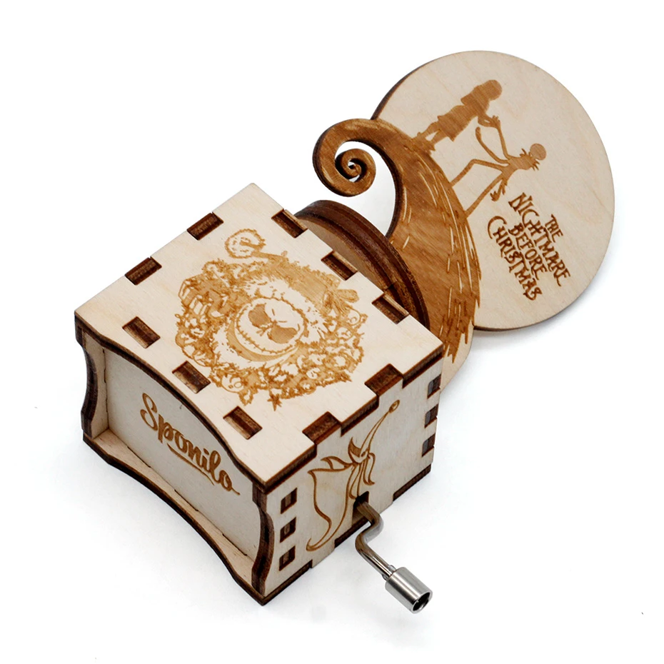 Деревянная музыкальная шкатулка ручной работы сделай сам тема Хэллоуина