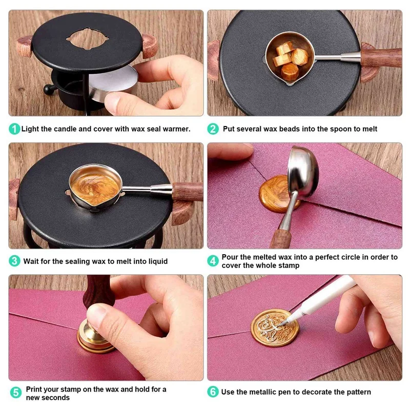 

Wax Seal Kits,Sealing Wax Warmer Melting Furnace Wax Seal Warmer Spoon Kit Tool for Stamp Letter Envelopes Invitations