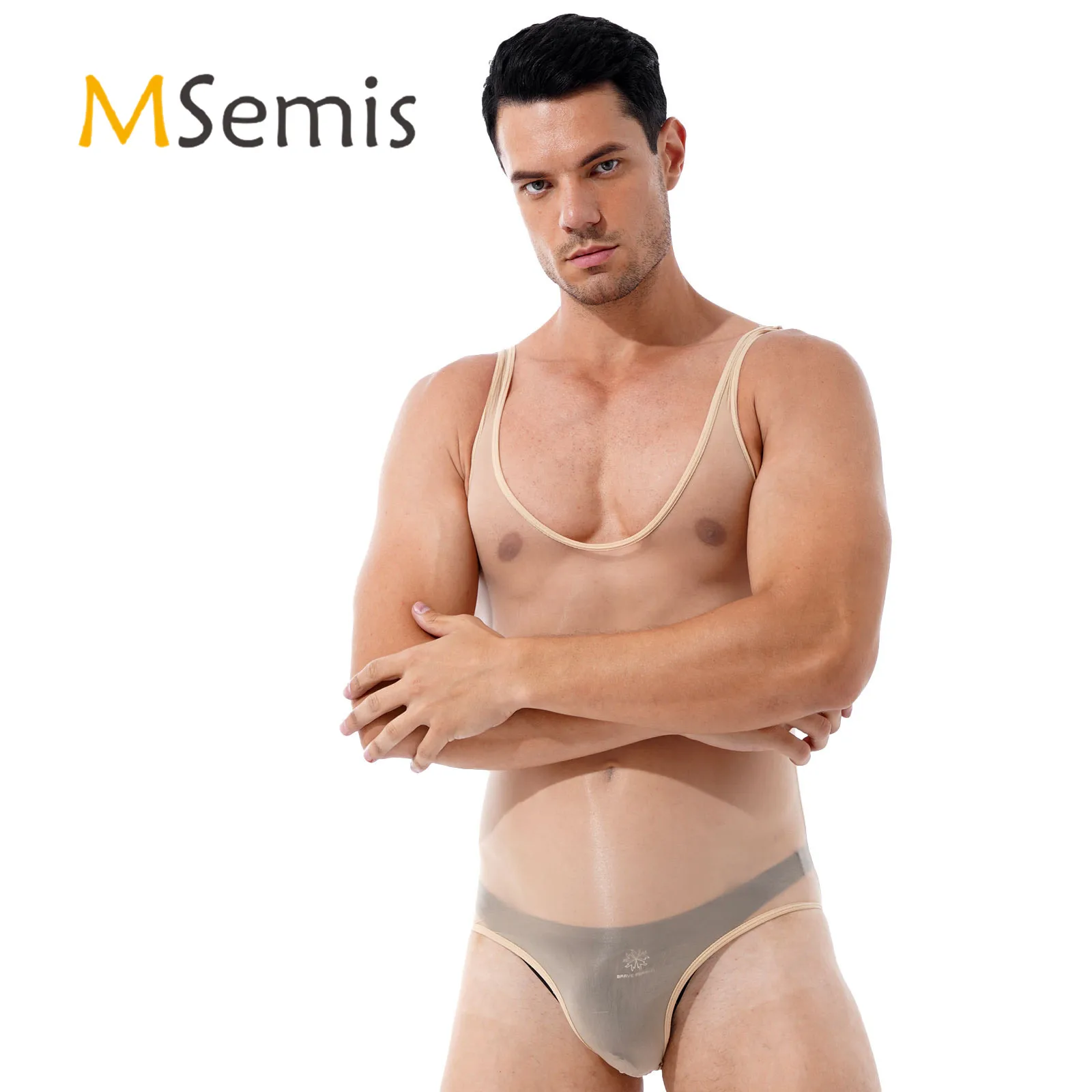 Мужское нижнее белье горячее сексуальное прозрачное боди эротическое костюм