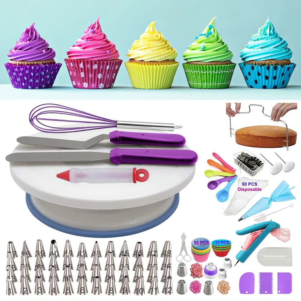 

219 Pcs Baking Supplies Cake Decorating Kit for Beginners Baking Springform Cake Pans Nozzles Baking Pans Cake Decorating Tools
