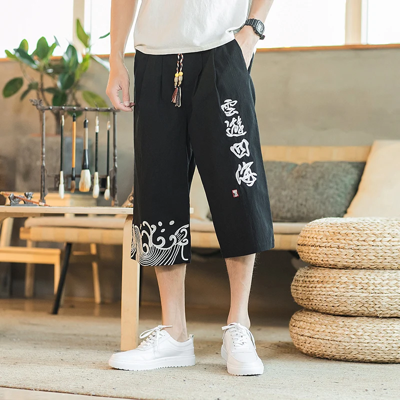 

Chinese Style Harem Pants Men Cotton Linen Ankle-Length Loose Mens Joggers Pants 2020 New Casual Men Sweatpants Large Size 5XL