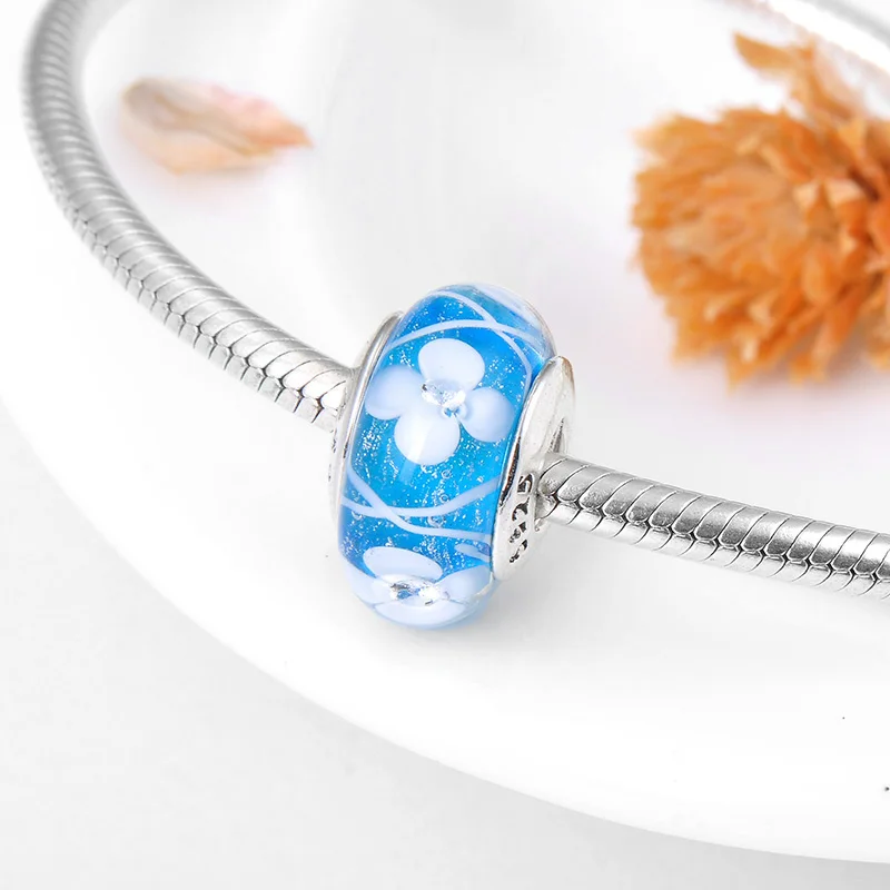 Оригинальные бусины из серебра 925 пробы в виде весенних цветов подходят для