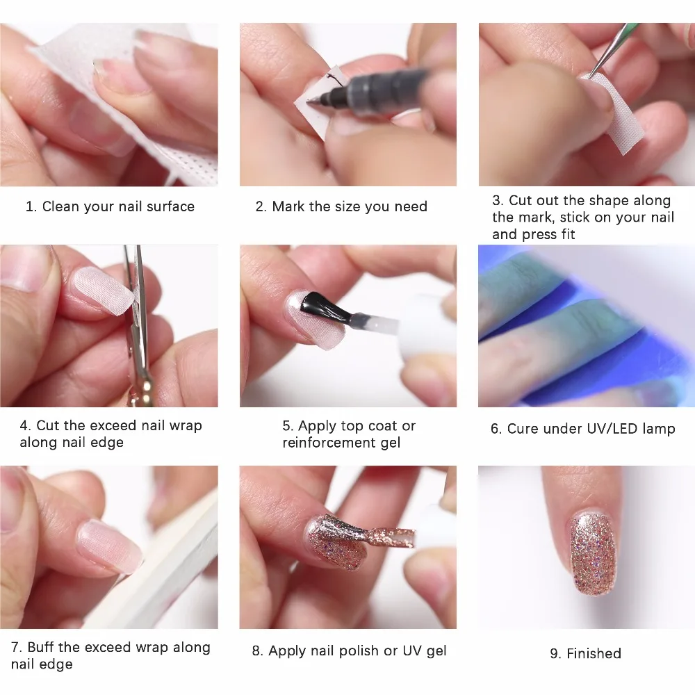 1 pack Hotest Nail Extension Fibernails Silk Wrap Self Adhesive Nail Acrylic Tips Set Fiberglass Fiber Glass Nails Builder images - 6