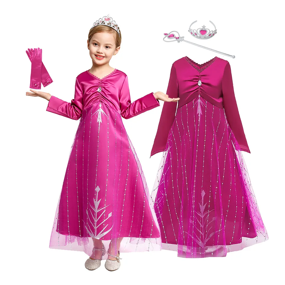 

Kids Dresses Elsa Girls Christmas Dress for Wedding and Party Gown Luxury Princess Dress Elegant Lace Girls New Year Costume